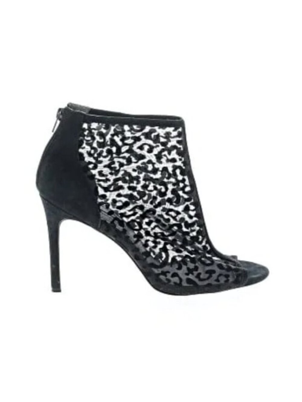 EUC Charles David Sheer Animal Print Open Toe Ankle Booties